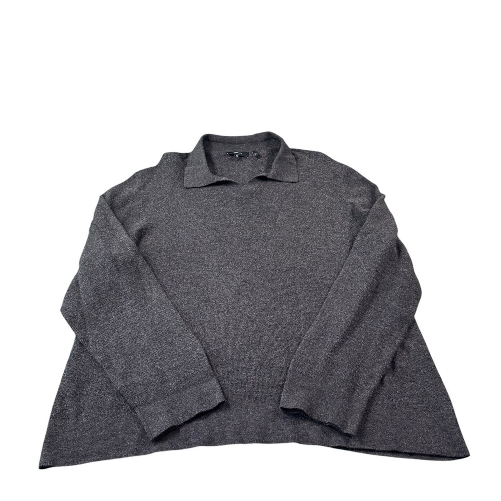 Theory Wool Cashmere Gray L/S Jumper Polo Shirt Size‎ 2XL